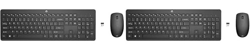 HP 230 Combo Tastiera e Mouse Wireless con Dongle USB-A a 2,4 GHz, Digitazione Silenziosa, Tasti Scelta Rapida e 12 Funzioni, Tastierino Numerico, Mouse a 1600 DPI, Rotella Scorrimento, Nera