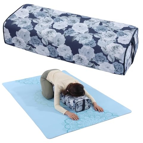 MABOZOO Printed Yoga Bolster Pillow, Triple-Layer Bolster Pillow with Canvas Cover, Rectangular Meditation Cushion for Restorative, Meditation