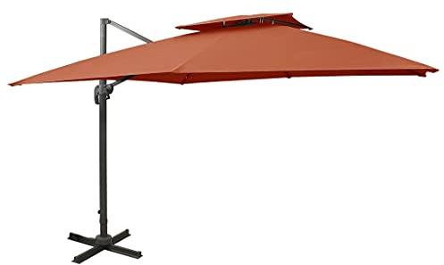 Holamys Ampelschirm mit Lüftung, 300x300 cm, Terrakotta-Rot, UV-Schutz, neigbar, 360° drehbar, Stabiler Kreuzständer für Garten, Terrasse, Pool, Aluminiummast