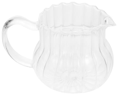 VALICLUD Carafe à Lait en Verre Transparent 300 Ml, Récipient à Sauce Polyvalent Cuisine, Tasse à Lait Anti-dérapante en Verre, pour Café, Pâtisserie et Restauration