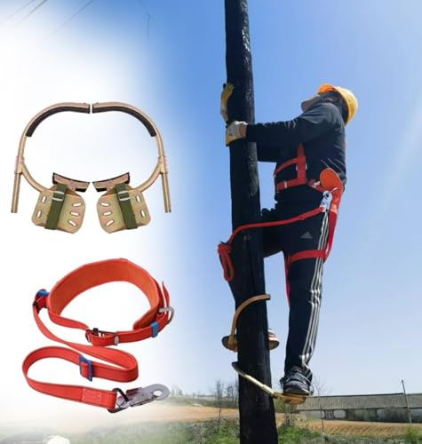 Baumklettern Spike Steigeisen Verstellbare Kletterschuhe Für Masten Hochleistungs-Baumkletterausrüstung Mit Steigeisen Für Monteure Und Elektriker Tragbare Aluminium-Fußschnalle(250mm/9.8'')