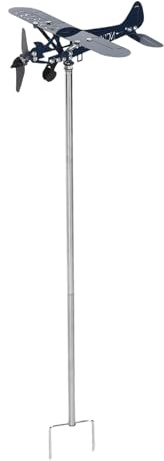 SUPVOX Moulin à Vent Décoratif en Métal Bleu Petit Format, Éolienne D’Avion Résistante aux Intempéries pour Jardin et Terrasse, D’extérieur Ludique pour Décoration de Cour et Présent