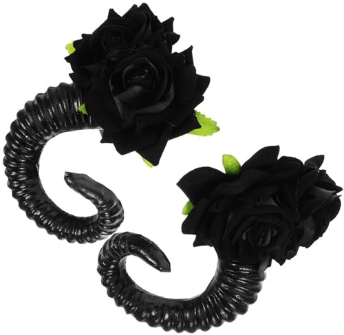 MOBUTOFU Gothic Sheep Horn Hair Clips for Women, 1 Pair Plastic Ram Horn Hair Accessories Adding Gothic Romantic Atmosphere, for Role Play and Parties