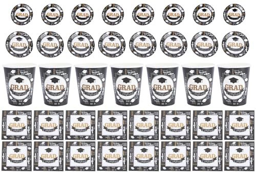 HEATSHAKING Set 68 Pezzi Stoviglie per Feste di Laurea Usa e Getta in Carta Assorbente Piatti e Bicchieri Decorazioni Festa Diploma 2021