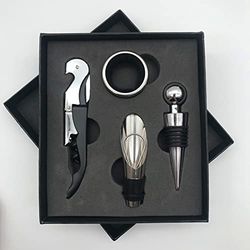BAFOVY Juego de Abridor de Vino, Abridor de Botellas de Vino de Acero Inoxidable, Juego de Sacacorchos con Manual, Kit de Sacacorchos con Caja de Regalo, Ligero, Fácil de Usar para el Hogar, Bar,