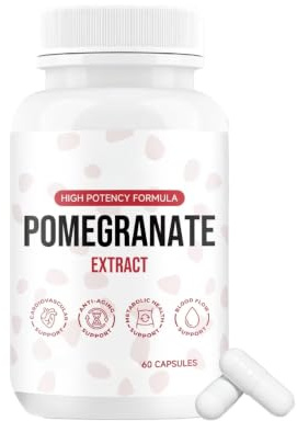 Extrait de grenade – Prend en charge les niveaux d'énergie, 60 unités | Fruits entiers. Soutient la circulation et la fonction cardiaque. Formule propre à ingrédient unique