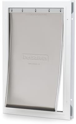 PetSafe Freedom Aluminum Pet Door for Dogs and Cats - Solid Durable Frame - Large, White, Tinted Flexible Vinyl Flap - Includes Closing Panel