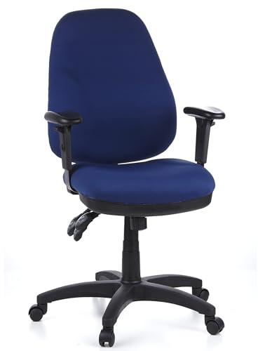 hjh OFFICE 702020 professionell kontorsstol ZENIT PRO - svängbar, verkställande stol, datorstol för hem och kontor, svart, tyg, tjock vadderad ergonomisk ryggstödshöjd och lutningsjusterbar