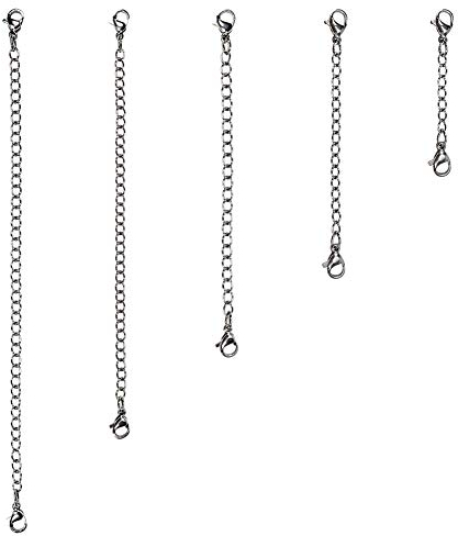 TOAOB 5 Stück Kettenverlängerung Silber Edelstahl Halskette Extender 5cm 7.5cm 10cm 12.5cm 15cm Breit 3mm Verlänger Halskette Armband Verlängerungskette für Schmuckherstellung