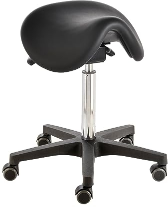 Prova Nova GmbH Sattelhocker Docy® dent 4618, Sitzhöhe ca. 56-75cm, Rollen/Bodengleiter:weiche Radbandage, Polsterdekor:Stamskin schwarz