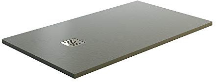 GME DIVISION BAÑOS Plato de Ducha de Carga Mineral Textura Pizarra - Ardesia (100x70, Gris RAL7030)