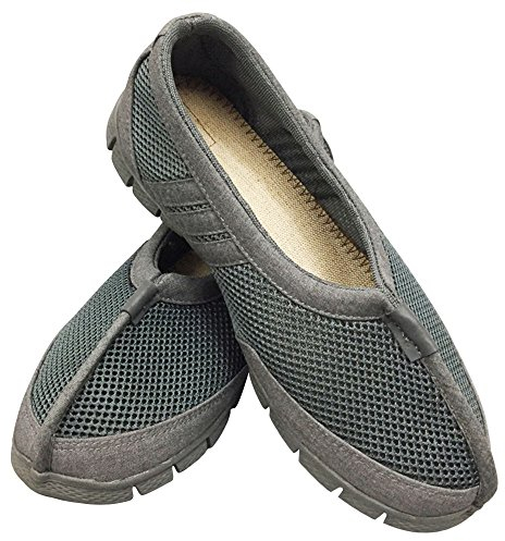 Chinesische Stoffschuhe Mönch Schuhe - Traditionelle Kampfkunst Kung Fu Tai Chi Shaolin Wushu Qigong Wing Chun Buddhisten Slipper Sneaker Netzstoff Weiche Sohle für Männer Frauen (40 EU, Grau)
