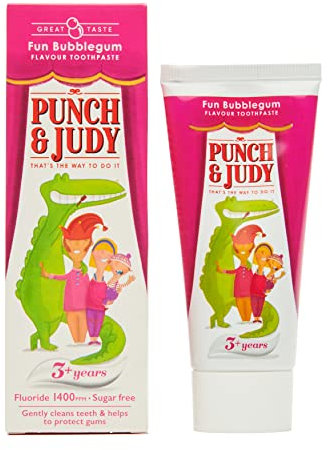 Punch & Judy Kids Toothpaste - Fun Bubblegum Flavour, 3+ Years, Fluoride, Sugar Free, 50ml (Pack of 1)