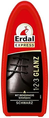 Erdal 1-2-3 Glanz-Schwamm, mit Bienenwachs zur Schuhpolitur für sofortigen Glanz, schwarz, 1 Stück