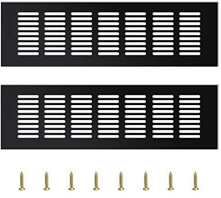 YUE QIN 2 Piezas Rejilla de Ventilación,Rejilla de Ventilación Metalica Ventilación para Armarios Rejilla Aluminio,Negro（30 * 8 * 1.5cm）