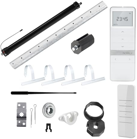 NOBILY Rolladen-Komplett-Set f. 40mm Achtkantwelle Mechanischer Funk Mini-Rolladenmotor 13Nm + Rolladen Handsender + Mechanik-Set bis zu einer Gesamtlänge von 1,50 Meter