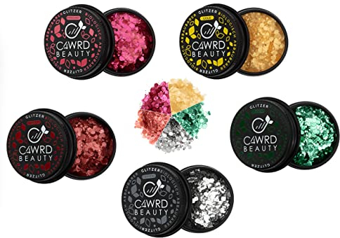 C4wrd™ umweltfreundlicher Glitzer im 5 Farben Set als hautfreundliches Gesicht Körper Makeup