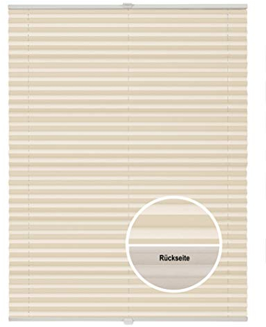 ondeco Plissee Thermo ohne Bohren mit Klemmträger,Sonnenschutz für Fenster innen, lichtschutz und Blickdicht, Faltrollo Sichtschutz für Tür, Jalousie Rollo leicht verdunkelnd Hellapricot 85x210 cm