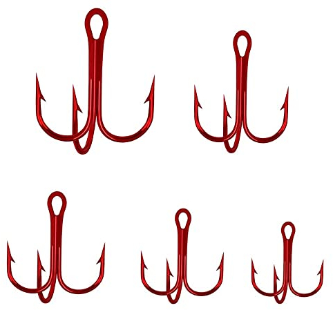 50 Stück Drillinge Haken, Treble Angelhaken, Kohlenstoffstahl Angelhaken, Drillinge Angelhaken Set, Drillinge Angelhaken, Kohlenstoffstahl, Scharfe, Größe 2/4/6/8/10, für Salzwasserfischen