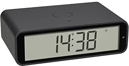 TFA Dostmann Twist Funkwecker, 60.2560.10, um 180° drehbares Display, Weckalarm mit Snooze-Funktion, Hintergrundbeleuchtung, anthrazit