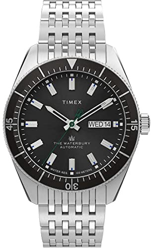 Timex Automatisch Herren Analog Uhr mit Leder Armband Waterbury Dive