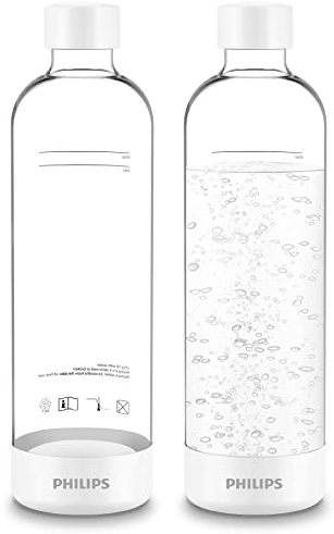 PHILIPS Kohlensäureflaschen ADD910WHO/37, wiederverwendbare Sprudelwasserflaschen, kompatibel mit Soda-Maker für ADD4902BKO/37, ADD4902WHO/37 und ADD4901GRO/37, ADD4901BKO/37, ADD4901BLO/37