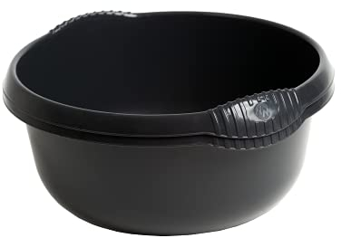 TENLITE High Grade Plastic 𝟐𝟖𝐜𝐦 𝐑𝐨𝐮𝐧𝐝 Washing Up Bowl | Kitchen Basin Sink Bowl (Midnight Greyish)