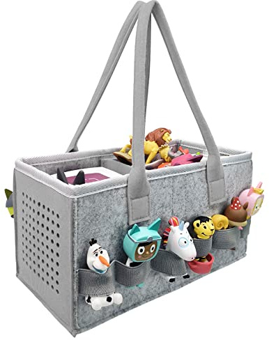 Speziell für die Toniebox entwickelte Tragetasche, tote bag, Zum Transport und Schutz von Tonie Starter Set und Zubehör, fasst 20-30 Tonie-Digitalpuppen (grau)