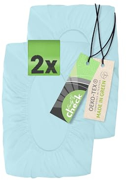 Emily´s Check 2X Funda Almohada Cervical, 35-40 x 55-60 cm, Funda Almohada Algodon para Almohadas terapéuticas, 1596.2323, Azul Claro