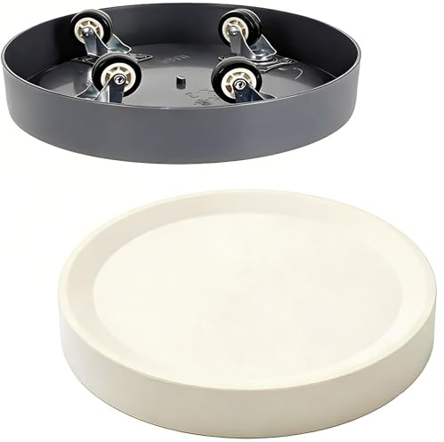 KangTeer Lot de 2 Supports sur roulettes pour Plantes, Chariot Rond à Roues Cachées, Plateau Mobile pour Pot de Fleur Intérieur,Diamètre intérieur 18,5 cm, Capacité 50 kg, Gris + Gris Clair