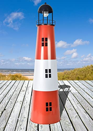 Jürgen Westerholt Solar-Leuchtturm aus Metall, 80 cm hoch, Dekoleuchte für Garten, Maritime Gartendekoration, Metalldekoration