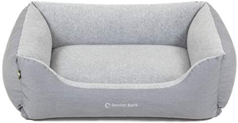Doctor Bark Hundebett Kleine Hunde - Hundekörbchen Flauschig und Weich - Waschbar, Strapazierfähig, Kuschelig - Made in Germany - GreenLabel (S - 74x55 cm, Hellgrau)
