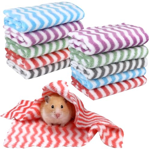 10Pcs Guinea Pig Fleece Blanket, 12 x 12In Guinea Pig Bedding, Reusable Hamster Cage Liners Washable Pet Pee Pad Small Animal Soft Sleep Mat Pad Cover for Hedgehog Hamster Chinchilla Ferret (Color B)
