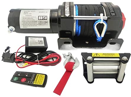 KIRANDY 1 2V/ 24V 3500 LB Cabrestante eléctrico de Nylon Cuerda Canal de televisión británico Cabrestante cabrestante (Color : 24V)