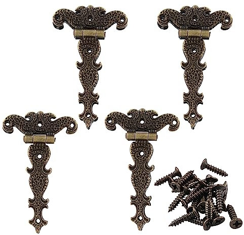 Aracombie 4 Stück T-Gurt-Scharniere, dekoratives T-Scharnier, antike Bronze, Scheunentürscharniere, Zinklegierung, T-Scharnier für Holzzaun, Schwingtorfenster, 11,2 x 6,9 cm