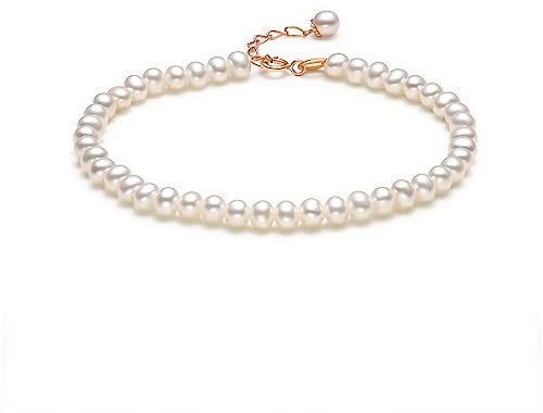 ZHOU LIU FU 18K Rosegold Stretch Armband 750 Rosegold Perlen Beads Armbänder Schmuck für Damen Tochter Mutter 2026 Neujahr Geburtstag Geschenke 18.5cm