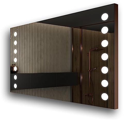 FORAM Badspiegel mit Beleuchtung - Led Spiegel Bad - 50x90 - Badezimmerspiegel Nach Maß - auf Individuelle Bestellung Gefertigt - Modernes Design - Mit Rahmen