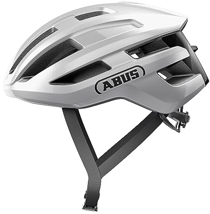 ABUS Casco de ciclismo de carretera PowerDome - Casco de ciclismo ligero con sistema de ventilación inteligente y perfil aerodinámico - Made in Italy - para hombre y mujer - Plata, talla S