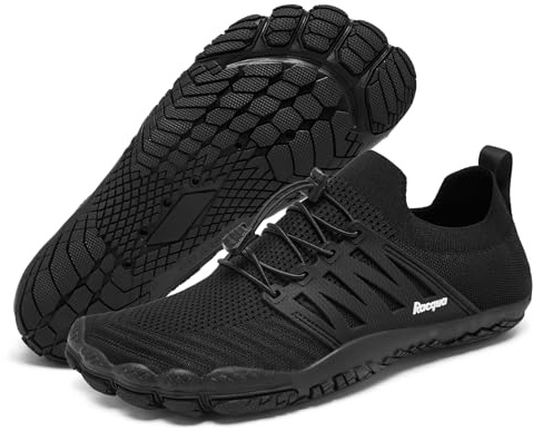 Racqua Quick Dry Water Shoes Aqua Barefoot Beach Non Slip Breathable Swim Pool Hiking Shoes for Men Women Black EU42=UK9