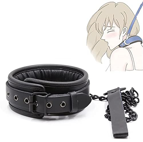 wcsaizpl Collier réglable en cuir pour femme et homme-noir, 1