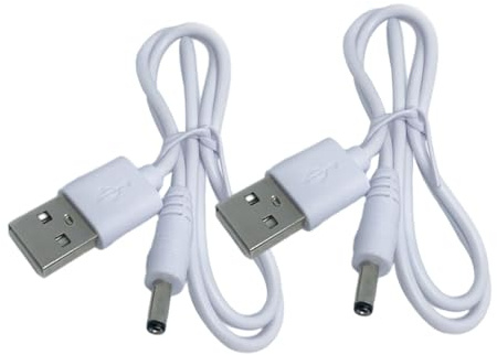 Healvian Câble Alimentation DC Protection Surtension et Surintensité et 3,5x1,35mm Blanc Lot de 2 Pièces Ventilateurs Lampes de Table