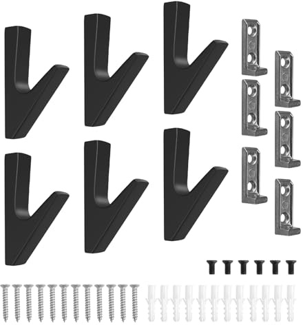 SHENGYIG 6 Stück Kleiderhaken Wand – 16mm Akustikpaneele Haken, Garderobenhaken Matt丨Schlüsselhaken Robust und Platzsparend, Wandhaken Garderobe für Wohnzimmer, Schlafzimmer, Badezimmer und Küche
