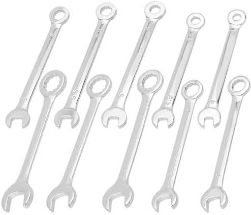 Mesee 10 Pieces Mini Combination Wrench Set Metric Small Ignition Wrenches 4-11mm Open and Box End Wrench Set Dual-Use Spanner Hand Repair Tool for Automotive Bike Industry Machine Home Appliance