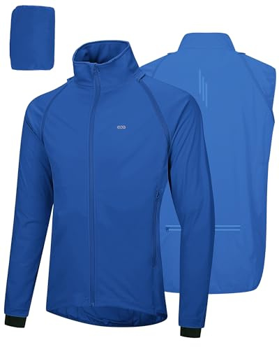 33,000ft Veste de cyclisme pour homme, imperméable, respirante, protection UV, légère, avec manches amovibles, réfléchissante, veste de course, pliable pour homme