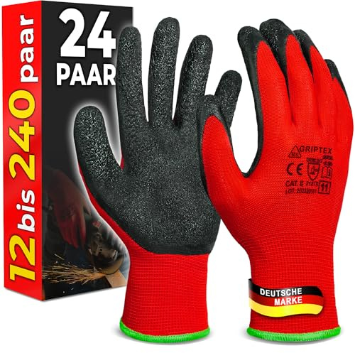 MK-Glove Guantes Trabajo Hombre Resistentes a la Abrasión 24 Pares 9-L