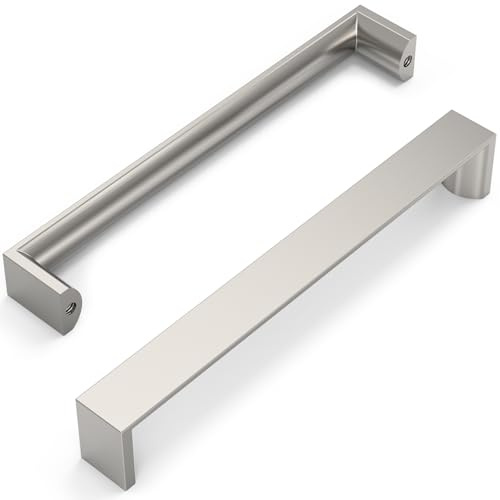FURNIWARE Pack of 10 Brushed Nickel Cupboard Handles, Drawer Pulls 160mm(6.3 Inch) Hole Center, Hardware Modern Kitchen Cabinet Door Handles, for Kitchen and Bathroom Cabinets Cupboard