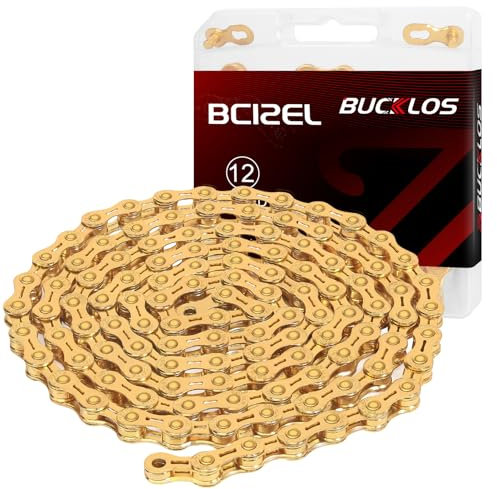 BUCKLOS 6/7/8/9/10/11/12 Speed Bike Chain,Half Hollow/Full Hollow Bicycle Chains for Road Bike/Mountain Bike/MTB//BMX,Silver/Gold 1/2 x 11/128 Inch 116 Links with Quick Link
