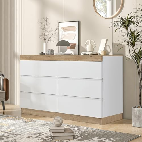 soges Cassettiera con 6 cassetti, credenza per camera da letto, soggiorno, corridoio o ripostiglio
