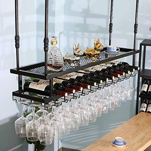 Portabicchieri da vino da appendere alla parete, per bar, calici da champagne e bicchieri da vino, 60 cm, accessori da bar neri