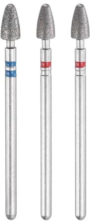 sourcing map Set di 3 punte diamantate da 4 mm, testa proiettile da 2,35 mm, lunghezza 7 mm, punte rotanti per pietra, ceramica, vetro, levigatura, lucidatura, blu